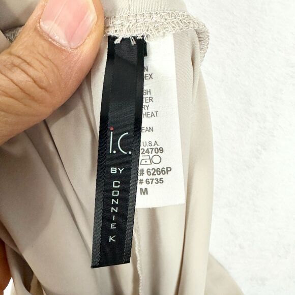 IC By Connie K Button Hem Slim Crops Size Medium Oyster Tan NEW Stretch - Picture 6 of 7